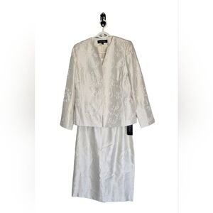 Vintage-Inspired Kasper Ivory 3-Piece Suit Set Jacket Top  Skirt Size 8 Wedding